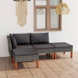 Maison Chic Seti vrtnega pohištva - Vrtna garnitura - Vrtni pohištvo set z blazinami 4-delna poli ratan siva, (21798068) | Shoptok.si