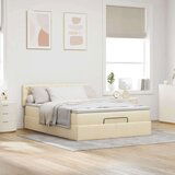 Otomanski krevet s madracem krem 140x190cm od tkanine | shoptok.hr