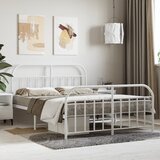 vidaXL Metalni okvir kreveta uzglavlje i podnožje bijeli 135 x 190 cm Cijene