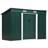 Outsunny jeklena vrtna lopa za orodje, jeklena vrtna lopa z dvema drsnima vratoma, 261x131x160/182cm, zelena, (20753888) | Shoptok.si