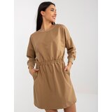 Fashion Hunters Camel mini sweatshirt dress with elastic waistband | shoptok.hr