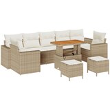 vidaXL set od 10 komada gornjih sofa s jastučićima bež poli ratan akacija, set od 3 komada vrtno blagovaonski set s jastučićima bež poli ratan akacija | shoptok.hr
