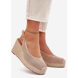 Boto Wedge Sandals For Women With Braiding Dark Beige Tulliata | Shoptok.si