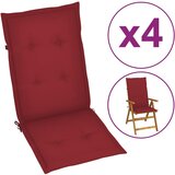 vidaXL jastuci za vrtne stolice 4 kom crvena boja vina 120 x 50 x 3 cm Cijene