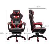  Ergonomska gamerska stolica okretna s uvlačivim osloncem za noge podesivim naslonom PU koža crna‑crvena | shoptok.hr