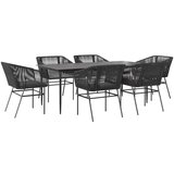 vidaXL 7-dijelni vrtni blagovaonski set s jastucima crno | shoptok.hr
