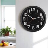 Home Stenska ura, steklena sprednja stran, 1 x AA baterija, 250 mm - AWC250BK | Shoptok.si