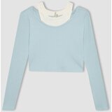 Defacto girl&#39;s slim fit crew neck ribbed camisole long sleeve t-shirt | ePonuda.com