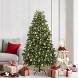 vidaXL Umjetno božićno drvce S LED lampica Zelena 180 cm PVC i metal | shoptok.hr