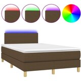 vidaXL Box spring postelja z vzmetnico LED tem. rjava 120x200 cm blago, (20725267) | Shoptok.si