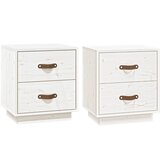 Maison Chic 2 kose Nočne omarice - Nočne mize bela 40x34x45 cm trdna borovina, (21689272) | Shoptok.si