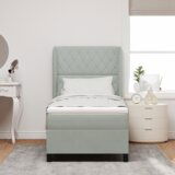 Box Spring Krevet s Madracem Svjetlosiva 100x200 cm Baršun | shoptok.hr