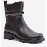 VINCEZA Leather Women's Ankle Boots Insulated With Gathering Black 66714 | Shoptok.si