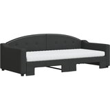  Dnevni krevet na razvlačenje s madracima crni 90x200 cm tkanina | shoptok.hr