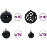 vidaXL Umjetna preddekorirana božićna jelka Črna 180 cm PVC | Shoptok.si
