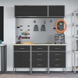  Set crnog čeličnog radnog stola od 8 dijelova | shoptok.hr