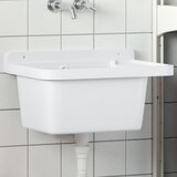 vidaXL Stenski umivalnik bel 50x35x24 cm smola Cene