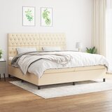 The Living Store Box spring postelja z vzmetnico krem 200x200 cm blago - Box Spring Postelja, (21514526) Cene