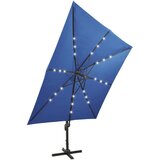  Konzolni suncobran sa stupom i LED svjetlima 300 cm azurnoplavi | shoptok.hr