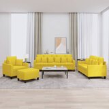 VidaXL 4-dijelni set sofa s jastucima svjetložuti od tkanine VidaXL 4-dijelni set sofa s jastucima svjetložuti od tkanine Slike