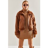 Bianco Lucci Women's Shearling Side Pockets Welt Suede Coat | Shoptok.si