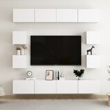  8-dijelni set TV ormarića bijeli od konstruiranog drva | shoptok.hr