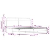 vidaXL Kovinski posteljni okvir brez vzmetnice sonoma hrast 180x200 cm | Shoptok.si