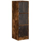 vidaXL Visoka omara s steklenimi vrati dimljeni hrast 35x37x109 cm, (21025730) | Shoptok.si