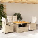  4-dijelni vrtni blagovaonski set od poliratana s jastucima bež Dužina stola 110 cm | Shoptok.si