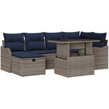 vidaXL Vrtna sedežna garnitura z blazino 7 pcs Siva Poly ratan, (5000021869) | Shoptok.si
