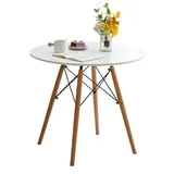 okrugli sto 90 cm sa drvenim nogarima Skandi beli Lemon 25-KS001