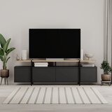 Marckeric Črna TV omarica v hrastovem dekorju 160x48 cm Hinoa – | Shoptok.si
