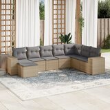 Maison Chic Seti vrtnega pohištva - Vrtna garnitura - Vrtni pohištvo set 8-delna z blazinami bež poli ratan, (21800211) | Shoptok.si