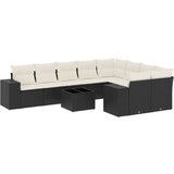  10-dijelni set vrtnih sofa s jastucima crni od poliratana | shoptok.hr