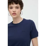Superdry Bombažna kratka majica ženski, mornarsko modra barva