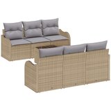  7-delni set vrtnih sof z blazinami, bež poli ratan, (22090899) | Shoptok.si