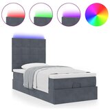 vidaXL Otomanski posteljni okvir z vzmetnicami siv 80x200 cm žamet | Shoptok.si