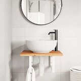  Zidna polica za Lavabo - Umivaonik od čelika i masivnog bagremovog drva - tamno smeđe i bijele boje 50 x 50 x 2 cm 1 Pravokutno | shoptok.hr