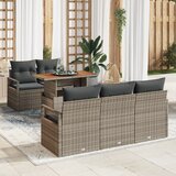 vidaXL 6-delni vrtnosofni set z blazinami siva poli ratan akacija | Shoptok.si