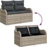  9-delni vrtni sofa set z blazinami svetlo siva poli ratan | Shoptok.si