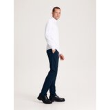 Reserved Kariraste hlače chino - Mornarsko modra | Shoptok.si