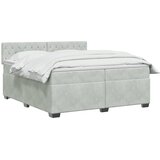 Krevet s box springom madracem i LED-om Svjetlosiva Baršun - Svjetlosiva 200 x 200 cm Kristal s dugmadima | shoptok.hr