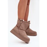 Boto Women's Snow Boots On Platform With Fur Dark Beige Evelira Cene