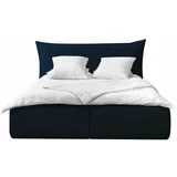 Bobochic Paris Plavi tapecirani bračni krevet s prostorom za pohranu s podnicom 180x200 cm Jade -