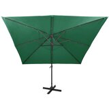  Konzolni vrtni suncobran sa stupom i LED svjetlom 300 cm zeleni | shoptok.hr
