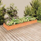 vidaXL Vrtna visoka greda s podlogo rjava 240x60x25 cm trden les jelke Cene