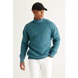 AC&Co / Altınyıldız Classics Men's Petrol Oversized Loose Fit Full Turtleneck Patterned Knitwear Sweater. Cene
