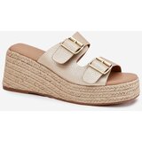 Boto Wedge Sandals For Women With Braiding And Buckles Gold Pasinea | Shoptok.si