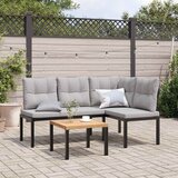  Set vrtnih klupa s jastucima 3 kom crni čelik obložen prahom | shoptok.hr