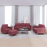  4-dijelni set sofa s jastucima crvena boja vina od tkanine Cijene